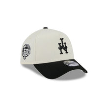 Load image into Gallery viewer, New York Mets New Era MLB 9FORTY 940 Adjustable A-Frame Cap Hat Chrome White Crown Black Visor Black Upside Down Logo 50th Anniversary Side Patch