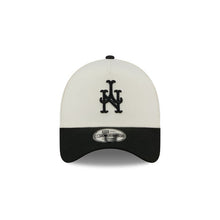 Load image into Gallery viewer, New York Mets New Era MLB 9FORTY 940 Adjustable A-Frame Cap Hat Chrome White Crown Black Visor Black Upside Down Logo 50th Anniversary Side Patch