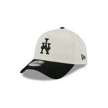 Load image into Gallery viewer, New York Mets New Era MLB 9FORTY 940 Adjustable A-Frame Cap Hat Chrome White Crown Black Visor Black Upside Down Logo 50th Anniversary Side Patch