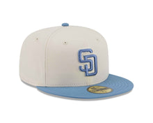 Load image into Gallery viewer, San Diego Padres New Era MLB 59FIFTY 5950 Fitted Cap Hat Cream Crown Blue Visor Blue/White Logo Gray UV ( 2-Tone Color Pack)