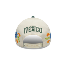 Load image into Gallery viewer, Mexico New Era 9FORTY 940 Adjustable A-Frame Cap Hat Cream Crown Dark Green Visor Red/White/Yellow Logo (Latin Heritage)