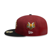 Load image into Gallery viewer, New York Yankees New Era MLB 59FIFTY 5950 Fitted Cap Hat Red Crown Black Visor White Logo With City Elements Yellow UV