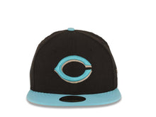 Load image into Gallery viewer, Cincinnati Reds New Era MLB 59FIFTY 5950 Fitted Cap Hat Black Crown Blue Teal Visor Aqua/Gray Logo