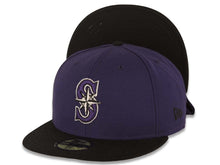 Load image into Gallery viewer, Seattle Mariners New Era MLB 59FIFTY 5950 Fitted Cap Hat Purple Crown Black Visor Purple/White/Black Logo