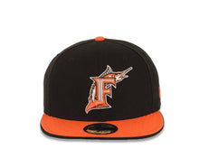 Load image into Gallery viewer, Miami Marlins New Era MLB 59FIFTY 5950 Fitted Cap Hat Black Crown Orange Visor Gray/Orange Logo
