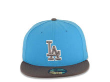 Load image into Gallery viewer, Los Angeles Dodgers New Era MLB 59FIFTY 5950 Fitted Cap Hat Light Blue Crown Dark Gray Visor Dark Gray/White Logo