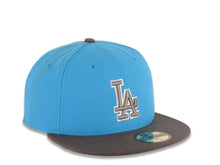 Load image into Gallery viewer, Los Angeles Dodgers New Era MLB 59FIFTY 5950 Fitted Cap Hat Light Blue Crown Dark Gray Visor Dark Gray/White Logo