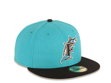 Load image into Gallery viewer, Miami Marlins New Era MLB 59FIFTY 5950 Fitted Cap Hat Teal Crown Black Visor Black/Teal/Silver Logo