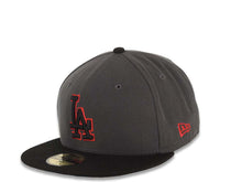 Load image into Gallery viewer, Los Angeles Dodgers New Era MLB 59FIFTY 5950 Fitted Cap Hat Dark Gray Crown Black Visor Black/Red Logo