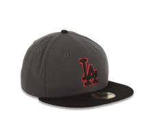 Load image into Gallery viewer, Los Angeles Dodgers New Era MLB 59FIFTY 5950 Fitted Cap Hat Dark Gray Crown Black Visor Black/Red Logo