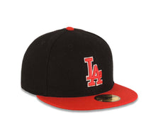 Load image into Gallery viewer, Los Angeles Dodgers New Era MLB 59FIFTY 5950 Fitted Cap Hat Black Crown Red Visor Red/White Logo