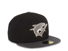 Load image into Gallery viewer, Clearwater Threshers New Era MiLB 59FIFTY 5850 Fitted Cap Hat Black Crown Dark Gray Visor Dark Gray/White Logo