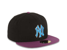 Load image into Gallery viewer, New York Yankees New Era MLB 59FIFTY 5950 Fitted Cap Hat Black Crown Purple Visor Blue/White Logo