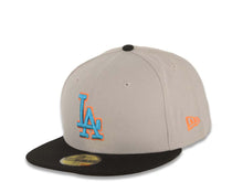 Load image into Gallery viewer, Los Angeles Dodgers New Era MLB 59FIFTY 5950 Fitted Cap Hat Gray Crown Black Visor Turquoise/Orange Logo