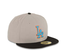 Load image into Gallery viewer, Los Angeles Dodgers New Era MLB 59FIFTY 5950 Fitted Cap Hat Gray Crown Black Visor Turquoise/Orange Logo