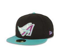 Load image into Gallery viewer, Los Angeles Anaheim Angels New Era MLB 59FIFTY 5950 Fitted Cap Hat Black Crown Teal Visor Magenta/White/Teal Logo