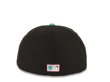 Load image into Gallery viewer, Los Angeles Anaheim Angels New Era MLB 59FIFTY 5950 Fitted Cap Hat Black Crown Teal Visor Magenta/White/Teal Logo
