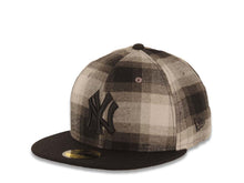 Load image into Gallery viewer, New York Yankees New Era MLB 59FIFTY 5950 Fitted Tallic Plaid Cap Hat Gray Crown Black/Black/Brown Visor Black Logo