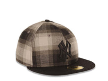 Load image into Gallery viewer, New York Yankees New Era MLB 59FIFTY 5950 Fitted Tallic Plaid Cap Hat Gray Crown Black/Black/Brown Visor Black Logo