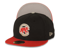 Load image into Gallery viewer, Chicago Cubs New Era MLB 59FIFTY 5950 Fitted Cap Hat Black Crown Red Visor Gray/Red/White Logo