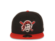 Load image into Gallery viewer, Pittsburgh Pirates New Era MLB 59FIFTY 5950 Fitted Cap Hat Black Crown Red Visor White/Red/Black Pirate Face/Head Logo