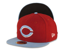 Load image into Gallery viewer, Cincinnati Reds New Era MLB 59FIFTY 5950 Fitted Cap Hat Cardinal Crown Sky Blue Visor Sky Blue/White Logo