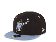 Load image into Gallery viewer, Miami Marlins New Era MLB 59FIFTY 5950 Fitted Cap Hat Black Crown Sky Blue Visor Sky Blue/White Logo