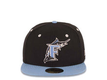 Load image into Gallery viewer, Miami Marlins New Era MLB 59FIFTY 5950 Fitted Cap Hat Black Crown Sky Blue Visor Sky Blue/White Logo