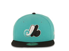Load image into Gallery viewer, Montreal Expos New Era MLB 59FIFTY 5950 Fitted Cap Hat Teal Crown Black Visor Turquoise/White/Black Logo