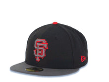 Load image into Gallery viewer, San Francisco Giants New Era MLB 59FIFTY 5950 Fitted Cap Hat Black Crown Dark Gray Visor Dark Gray/Red Logo