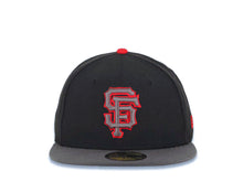 Load image into Gallery viewer, San Francisco Giants New Era MLB 59FIFTY 5950 Fitted Cap Hat Black Crown Dark Gray Visor Dark Gray/Red Logo