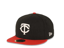Load image into Gallery viewer, Minnesota Twins New Era MLB 59FIFTY 5950 Fitted Cap Hat Black Crown Red Visor White Logo