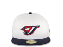 Load image into Gallery viewer, Toronton Blue Jay New Era MLB 59FIFTY 5950 Fitted Cap Hat White Crown Dark Navy Visor Red/White/Navy Logo
