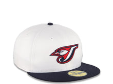 Load image into Gallery viewer, Toronton Blue Jay New Era MLB 59FIFTY 5950 Fitted Cap Hat White Crown Dark Navy Visor Red/White/Navy Logo