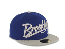Load image into Gallery viewer, Brooklyn Dodgers New Era MLB 59FIFTY 5950 Cap Hat Royal Blue Crown Gray Visor Gray/White Retro Text Logo