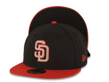 Load image into Gallery viewer, San Diego Padres New Era MLB 59FIFTY 5950 Fitted Cap Hat Black Crown Red Visor Gray/Red Logo