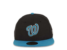 Load image into Gallery viewer, Washington Nationals New Era MLB 59FIFTY 5950 Fitted Cap Hat Black Crown Turquoise Visor Turquoise/White Logo