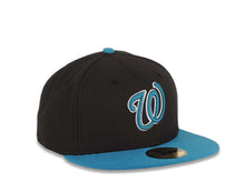 Load image into Gallery viewer, Washington Nationals New Era MLB 59FIFTY 5950 Fitted Cap Hat Black Crown Turquoise Visor Turquoise/White Logo