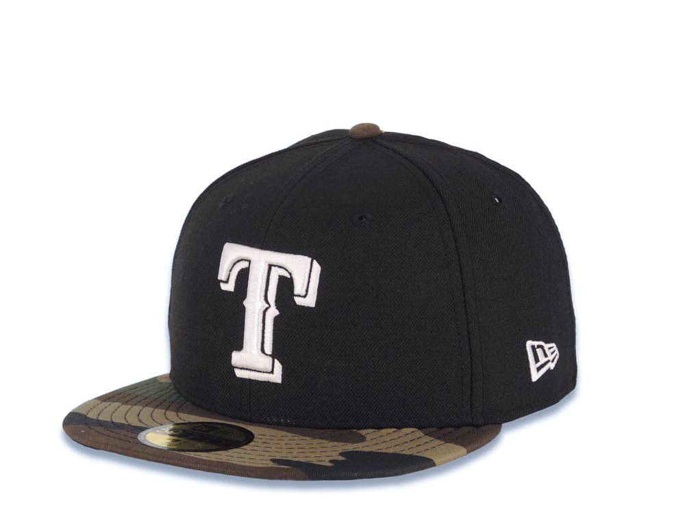 Texas Rangers New Era MLB 59FIFTY 5950 Fitted Cap Hat Black Crown