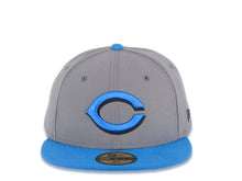 Load image into Gallery viewer, Cincinnati Reds New Era MlB 59FIFTY 5950 Fitted Cap Hat Gray Crown Cardinal Blue Visor Light Blue/Black Logo