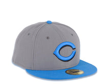 Load image into Gallery viewer, Cincinnati Reds New Era MlB 59FIFTY 5950 Fitted Cap Hat Gray Crown Cardinal Blue Visor Light Blue/Black Logo