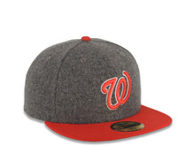 Load image into Gallery viewer, Washington Nationals New Era MLB 59FIFTY 5950 Fitted Melton Cap Hat Gray Crown Red Visor Red/White Logo
