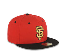 Load image into Gallery viewer, San Francisco Giants New Era MLB 59FIFTY 5950 Fitted Cap Hat Red Crown Black Visor Metallic Gold/Black Logo