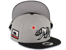 Load image into Gallery viewer, California Republic New Era 9FIFTY 950 Snapback Cap Hat Gray Crown Black Visor California Bear Logo California State Flag Side Patch
