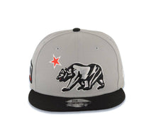 Load image into Gallery viewer, California Republic New Era 9FIFTY 950 Snapback Cap Hat Gray Crown Black Visor California Bear Logo California State Flag Side Patch