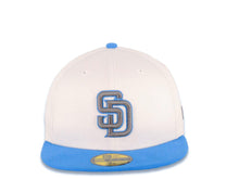 Load image into Gallery viewer, San Diego Padres New Era MLB 59FIFTY 5950 Fitted Cap Hat White Crown Dark Sky Blue Visor Dark Gray/Dark Sky Blue Logo