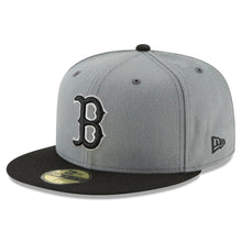 Load image into Gallery viewer, Boston Red Sox New Era 59FIFTY 5950 Fitted Cap Hat Gray Crown Black Visor Black/White Logo Gray UV