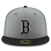Load image into Gallery viewer, Boston Red Sox New Era 59FIFTY 5950 Fitted Cap Hat Gray Crown Black Visor Black/White Logo Gray UV