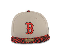 Load image into Gallery viewer, Boston Red Sox New Era MLB 59FIFTY 5950 Fitted Cap Hat Gray Crown Black/Red Zebra Print Visor Red/Black Logo