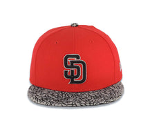 Load image into Gallery viewer, San Diego Padres New Era MLB 59FIFTY 5950 Fitted Cap Hat Red Crown Elphant Print Gray Visor Black/Gray Logo
